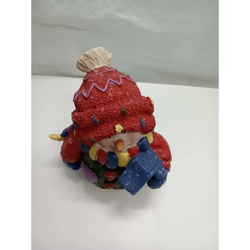 Snowman Figurine resin white‎ blue red green 7X7X5